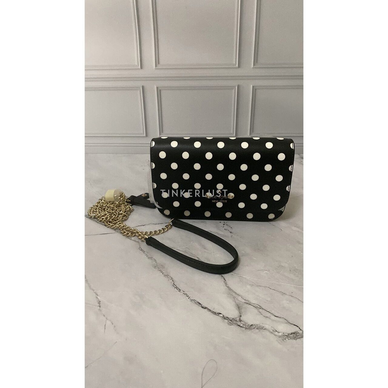 Kate Spade Cheers Charming Dot Boxed Black Sling Bag