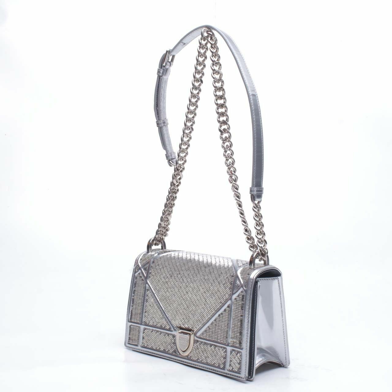 Christian Dior Silver Diorama Shoulder Bag