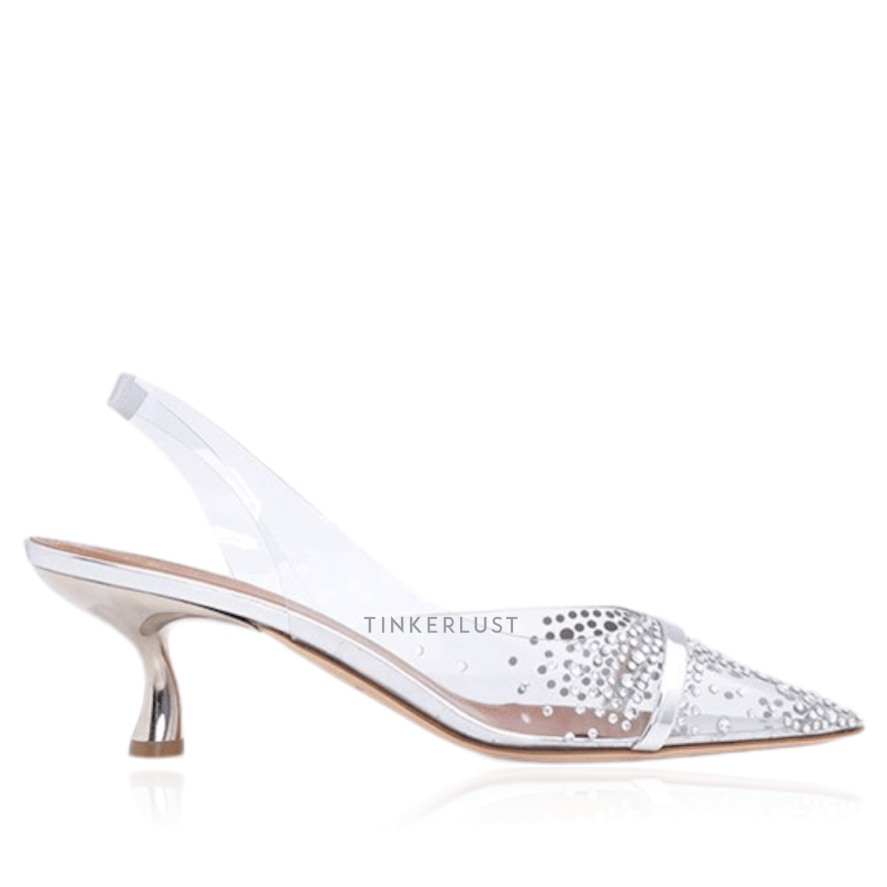 Malone Souliers Juliette Slingback Pumps 45mm in Clear/Silver Heels