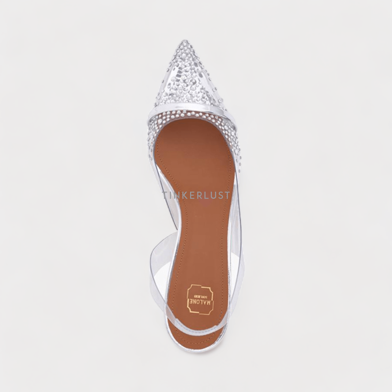 Malone Souliers Juliette Slingback Pumps 45mm in Clear/Silver Heels