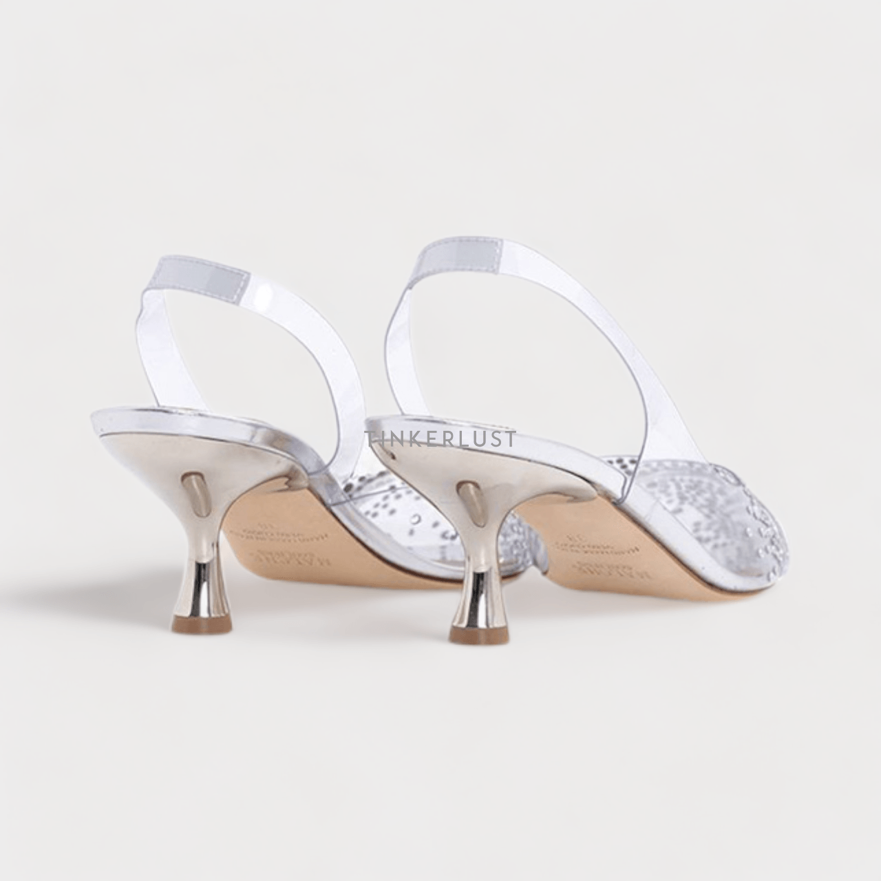 Malone Souliers Juliette Slingback Pumps 45mm in Clear/Silver Heels