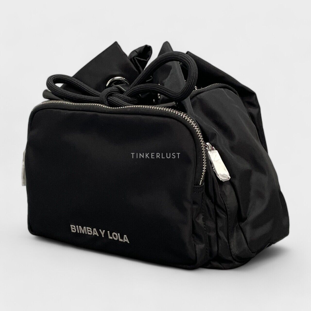 Bimba Y Lola Large Bucket Bag Nylon Black Shoulder Bag