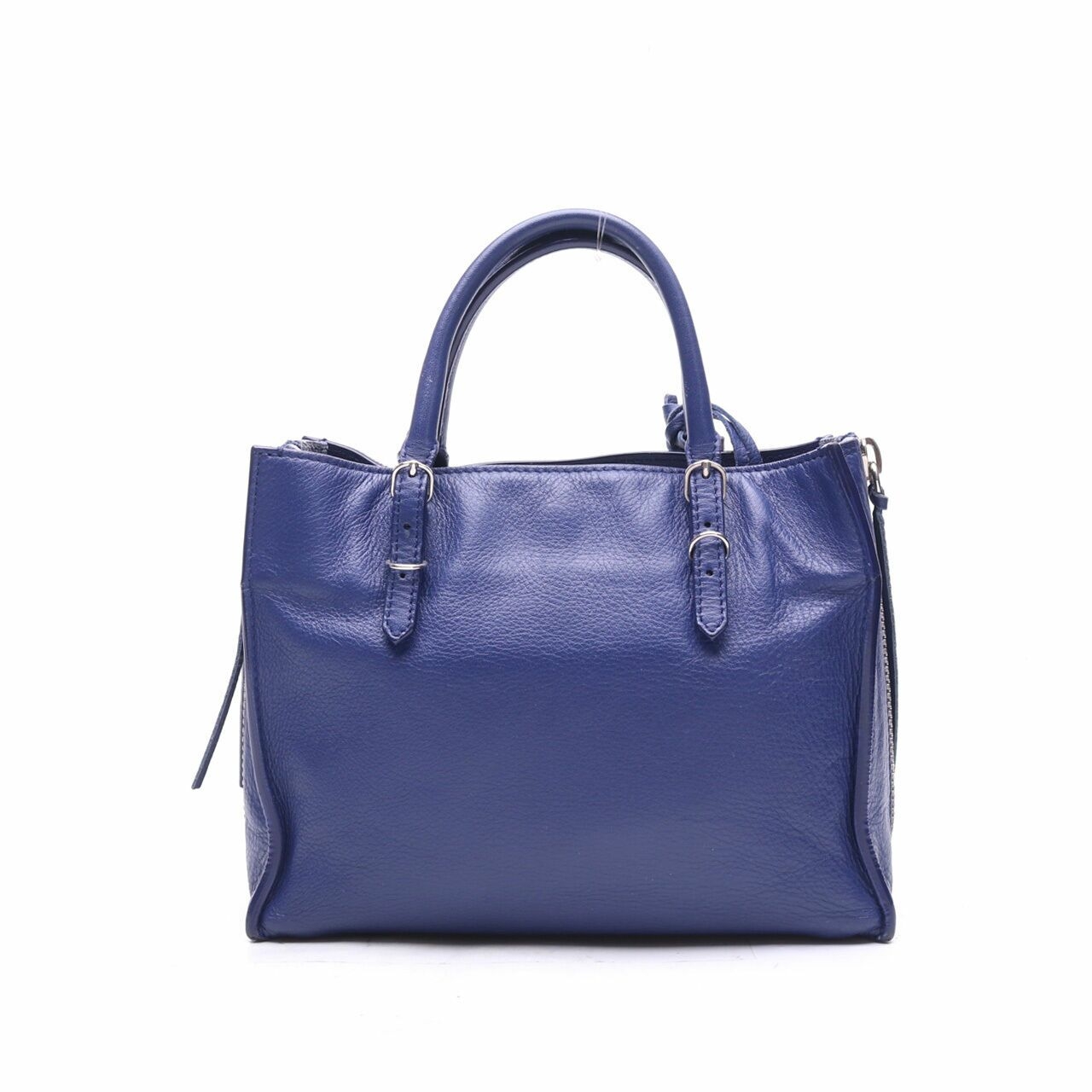 Balenciaga Calfskin Papier Mini A4 Zip Around Bleu Mineral Satchel Bag