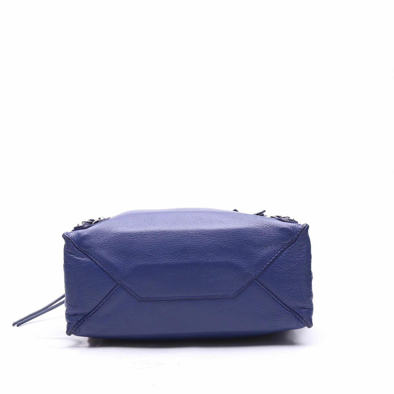 Balenciaga Calfskin Papier Mini A4 Zip Around Bleu Mineral Satchel Bag