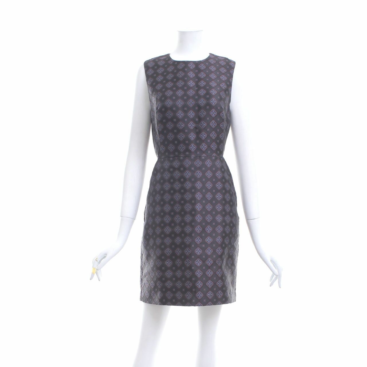 Warehouse Black & Dark Purple Pattern Mini Dress