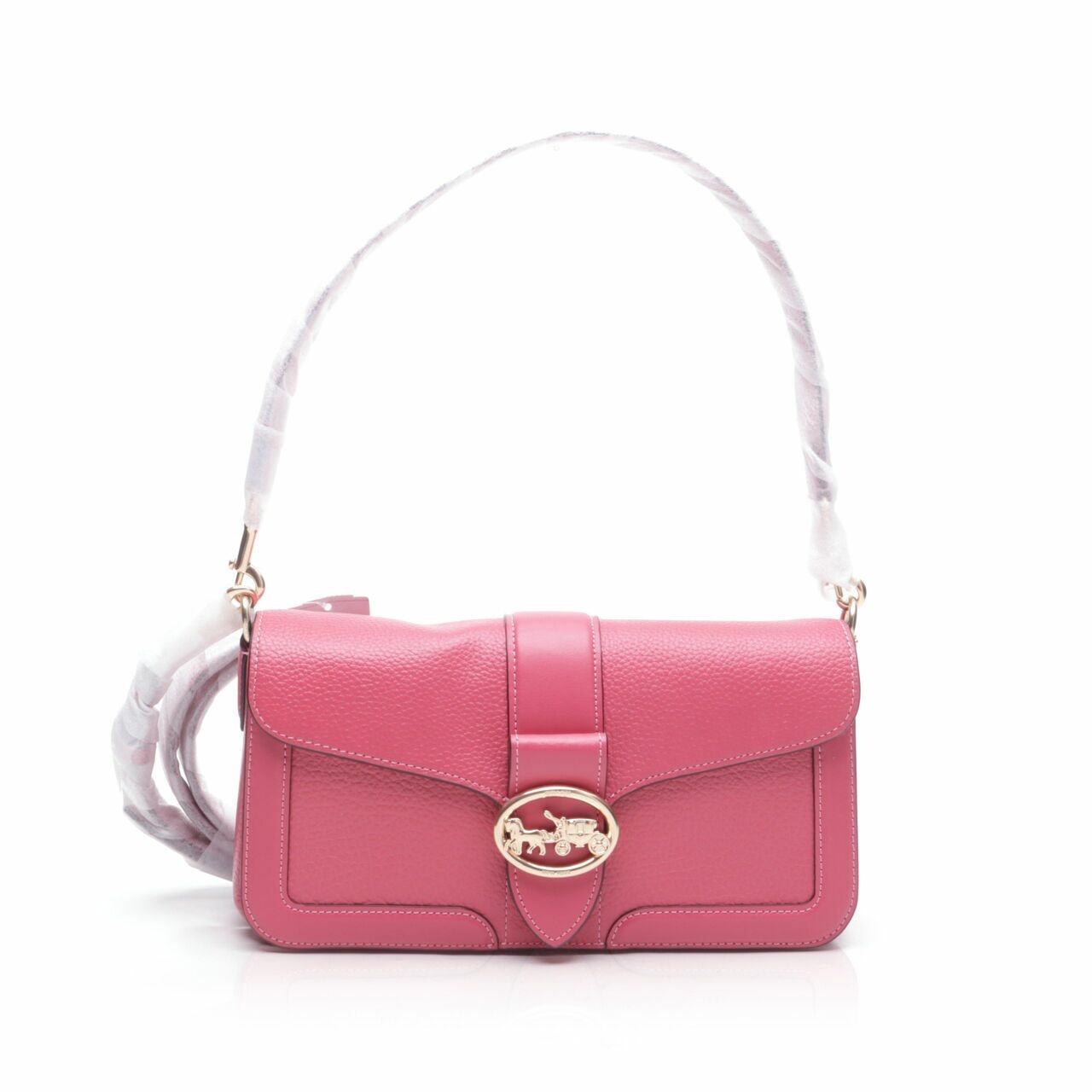  Coach Georgie Strawberry Haze Leather Satchel Bag