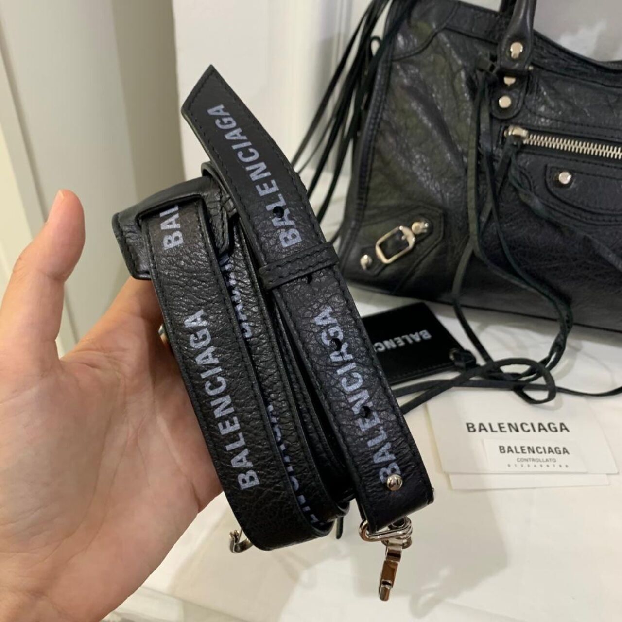 Balenciaga CIty  S Black Agneau Classic Hardware SHW Sling Bag