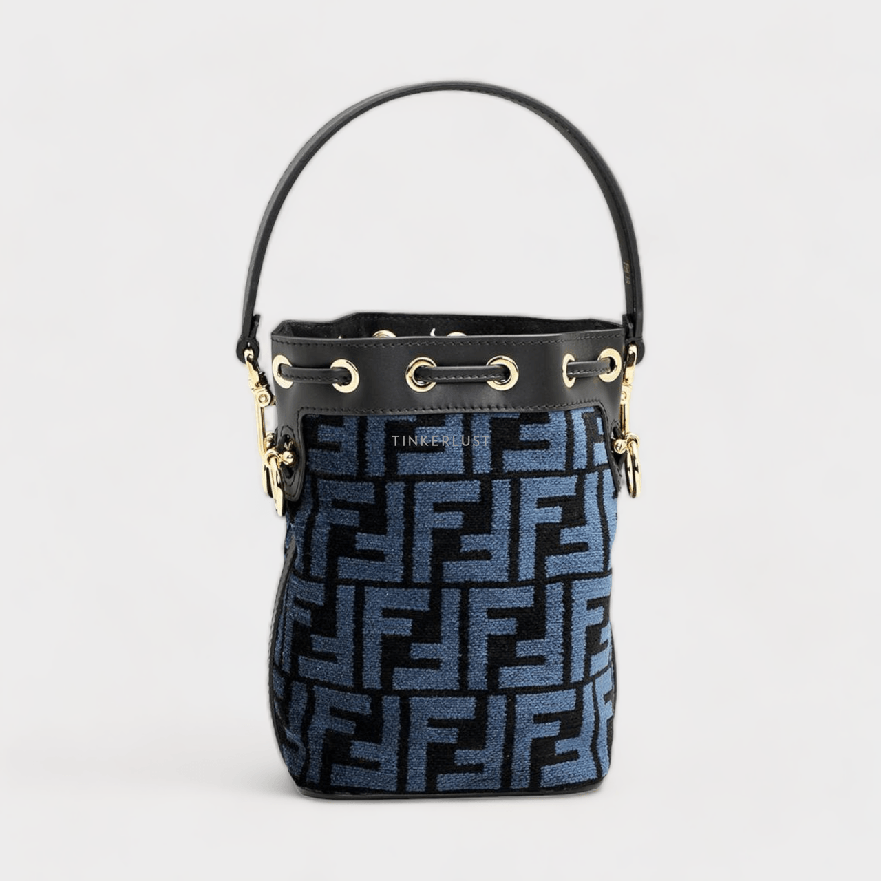 Fendi Mini Mon Tresor Bucket Bag in Blue with FF Tapestry Motif Satchel