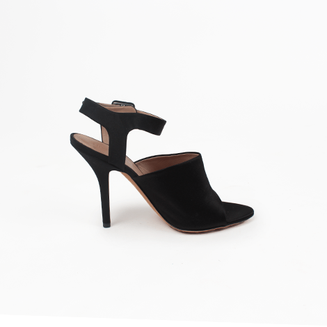 Celine Black Satin Ankle Strap Heels