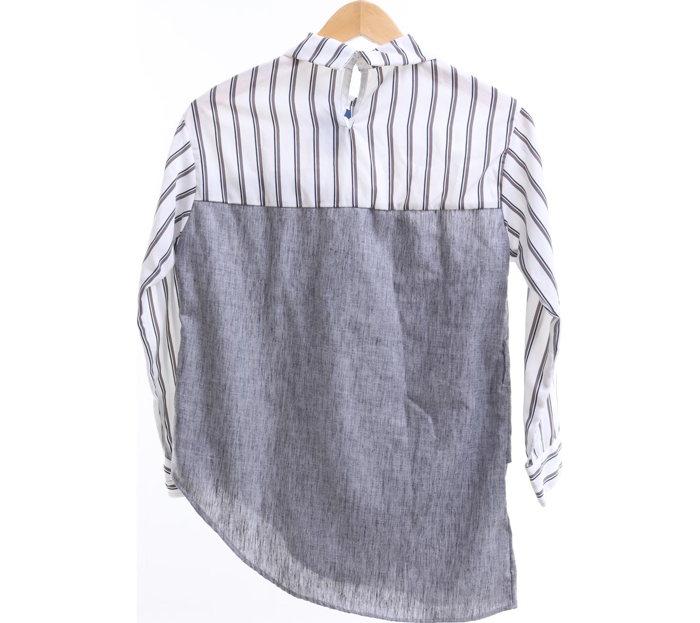 Chlorine Grey and White Striped Blouse