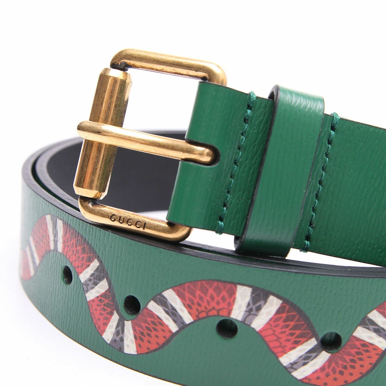 Gucci Ceinture Dark Green Printed Snake Leather Belt