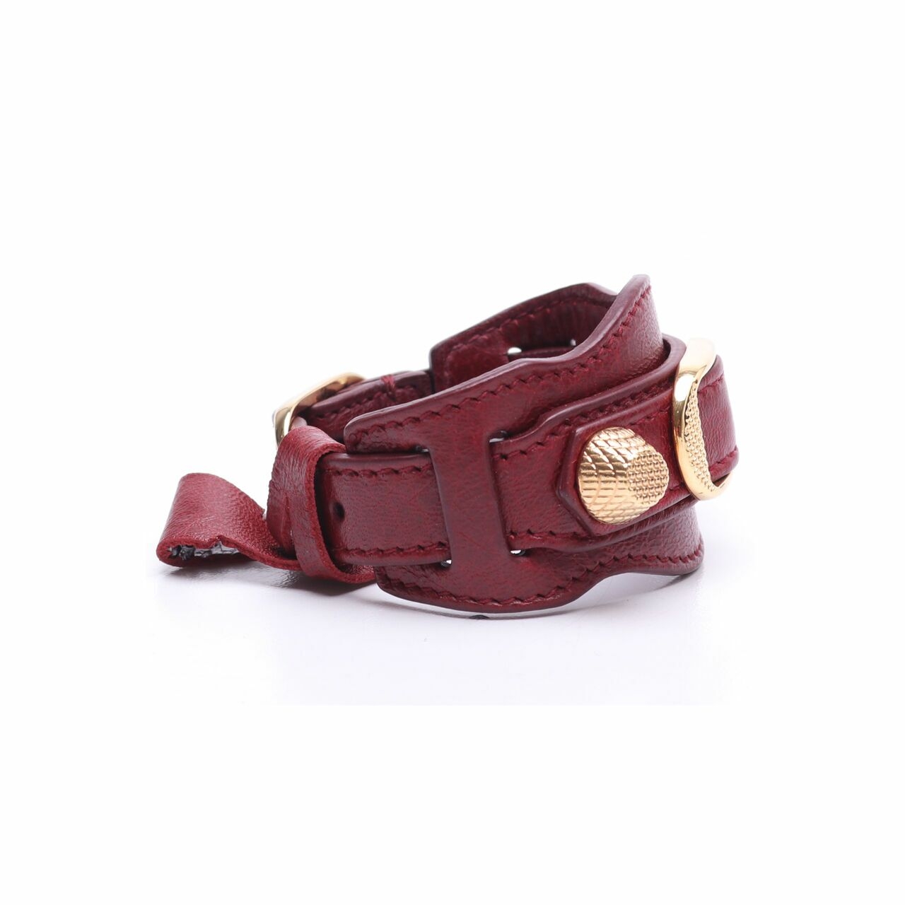 Balenciaga Arena Maroon Leather Giant Bracelet