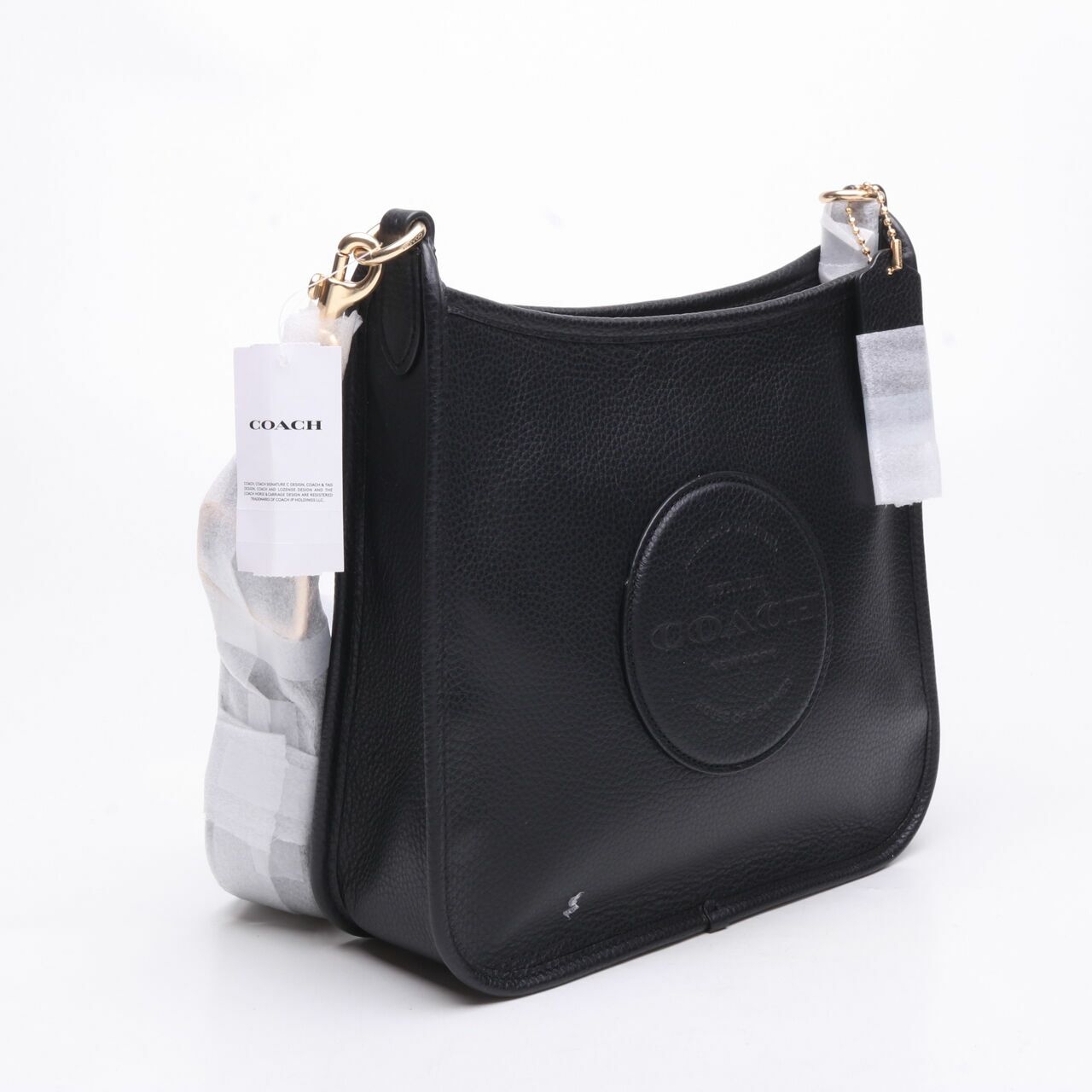 Coach CA290 Dempsey File Leather Black Sling Bag