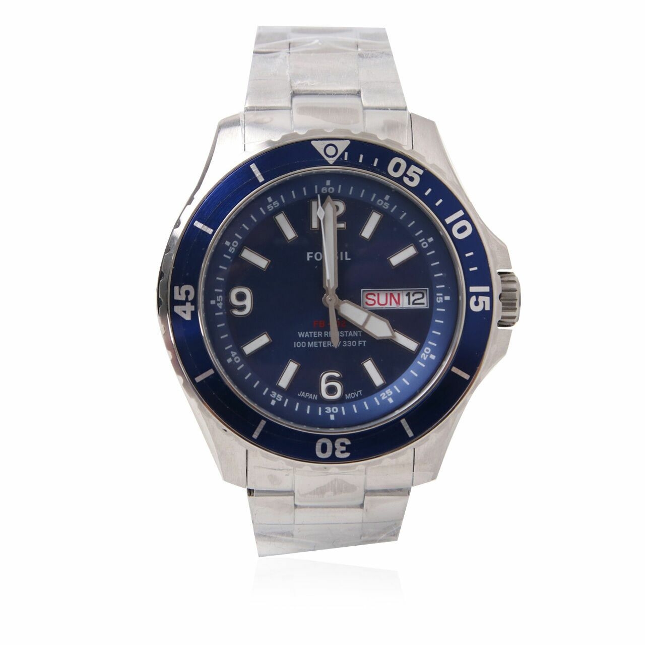 Fossil FS5691 Men Blue Dial Stainless Steel Watch 