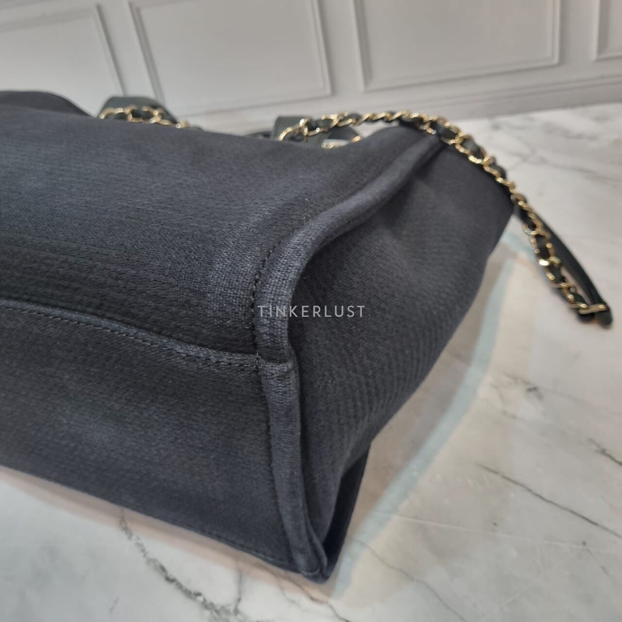 Chanel Deauville Small Canvas Black GHW 2022 Chip Tote Bag