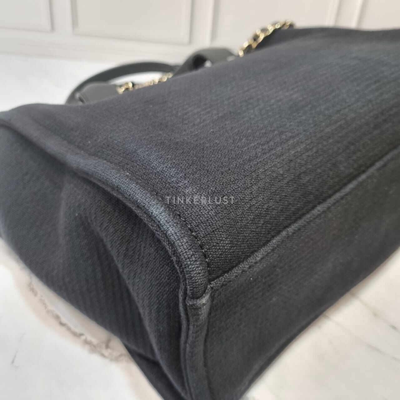 Chanel Deauville Small Canvas Black GHW 2022 Chip Tote Bag