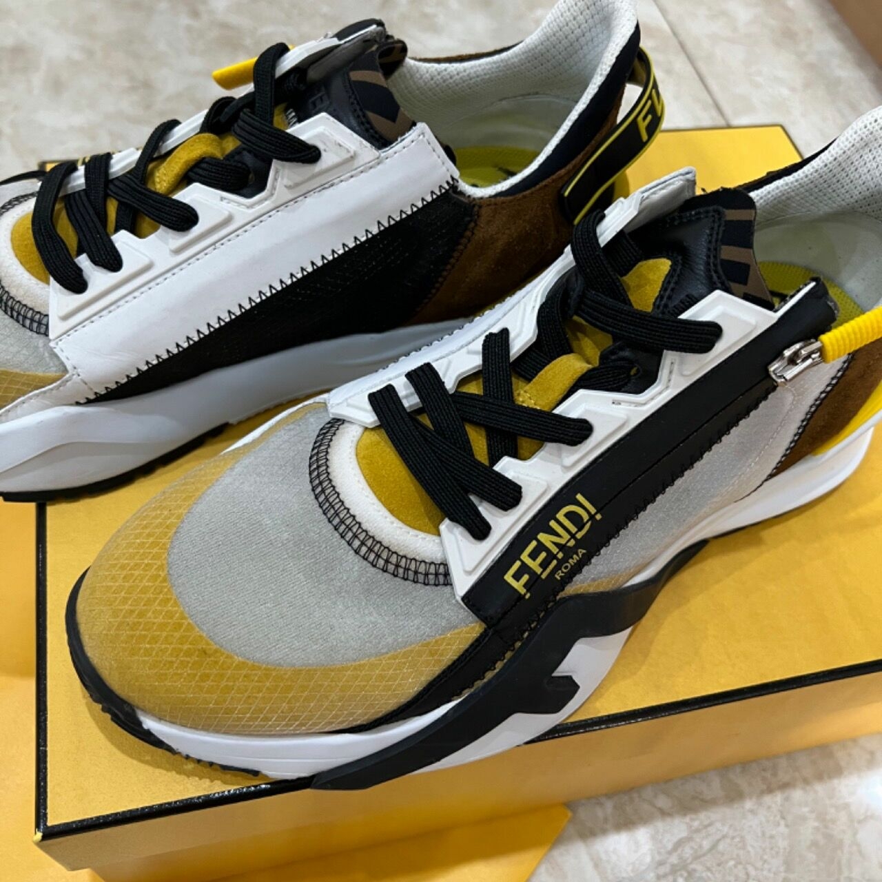 Fendi Yellow Low Top Sneakers