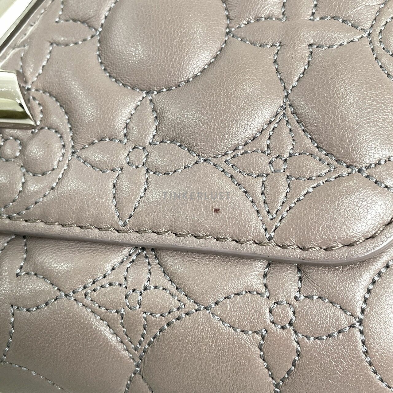 Louis Vuitton Lambskin Flower Malletage Twist MM Violet SHW Shoulder Bag