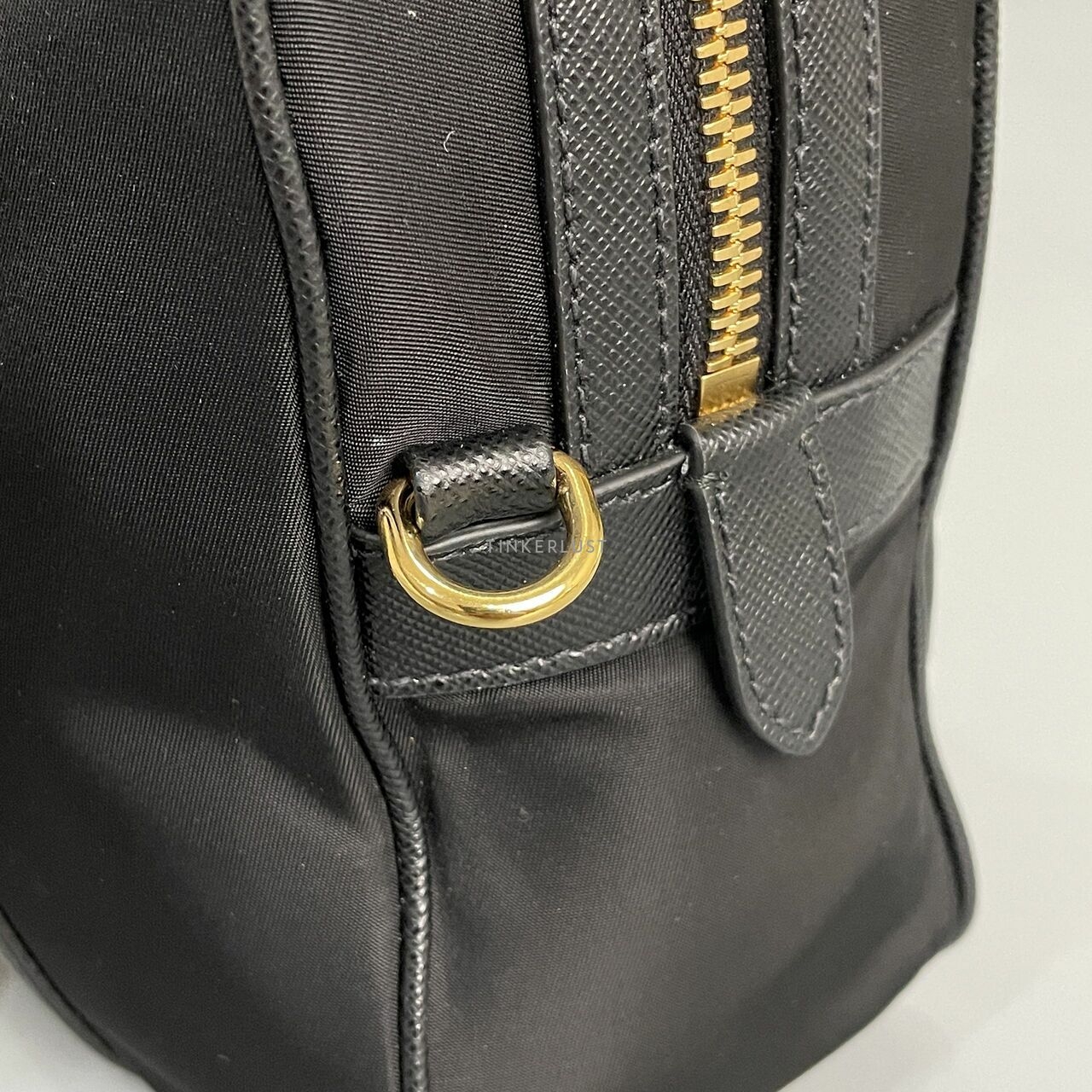  Prada Bauletto Tessuto Saffiano Nero Satchel Bag