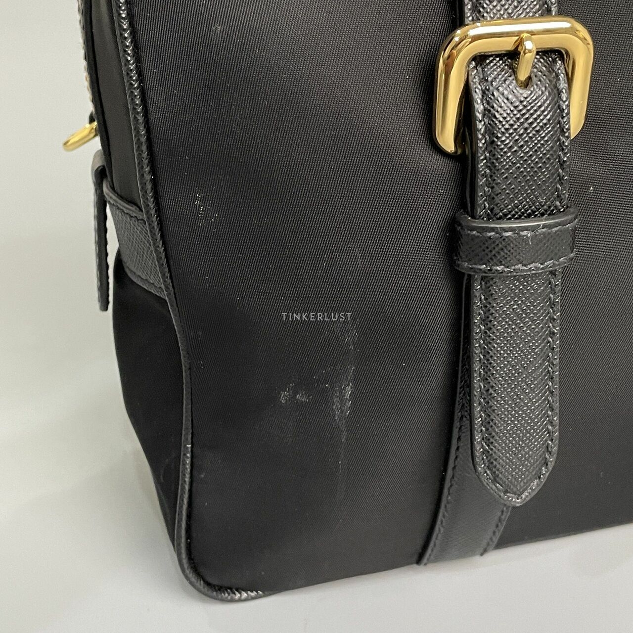  Prada Bauletto Tessuto Saffiano Nero Satchel Bag