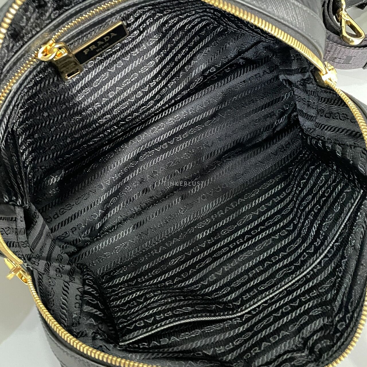  Prada Bauletto Tessuto Saffiano Nero Satchel Bag