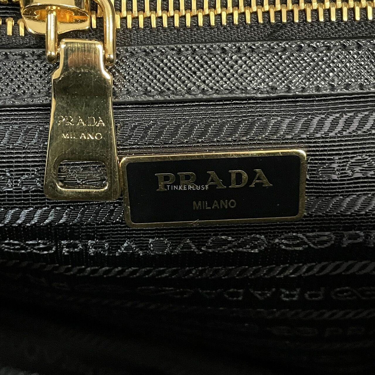  Prada Bauletto Tessuto Saffiano Nero Satchel Bag