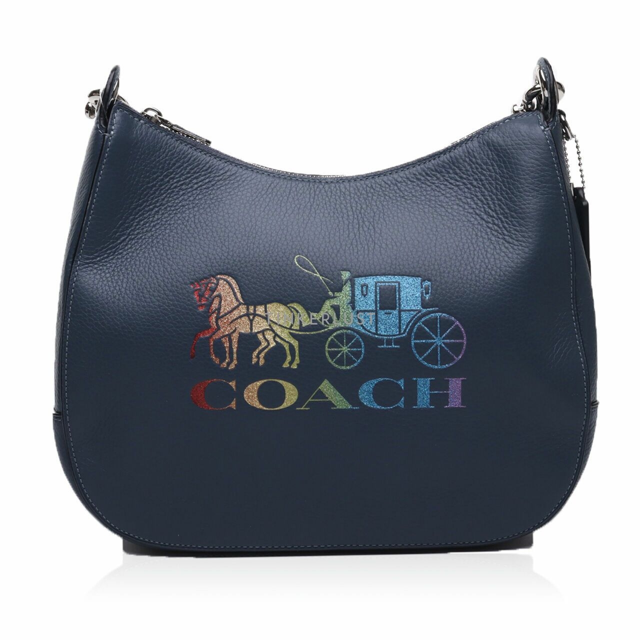 Coach F76766 Leather Rainbow Glitter Jes Hobo Denim Multi Shoulder Bag