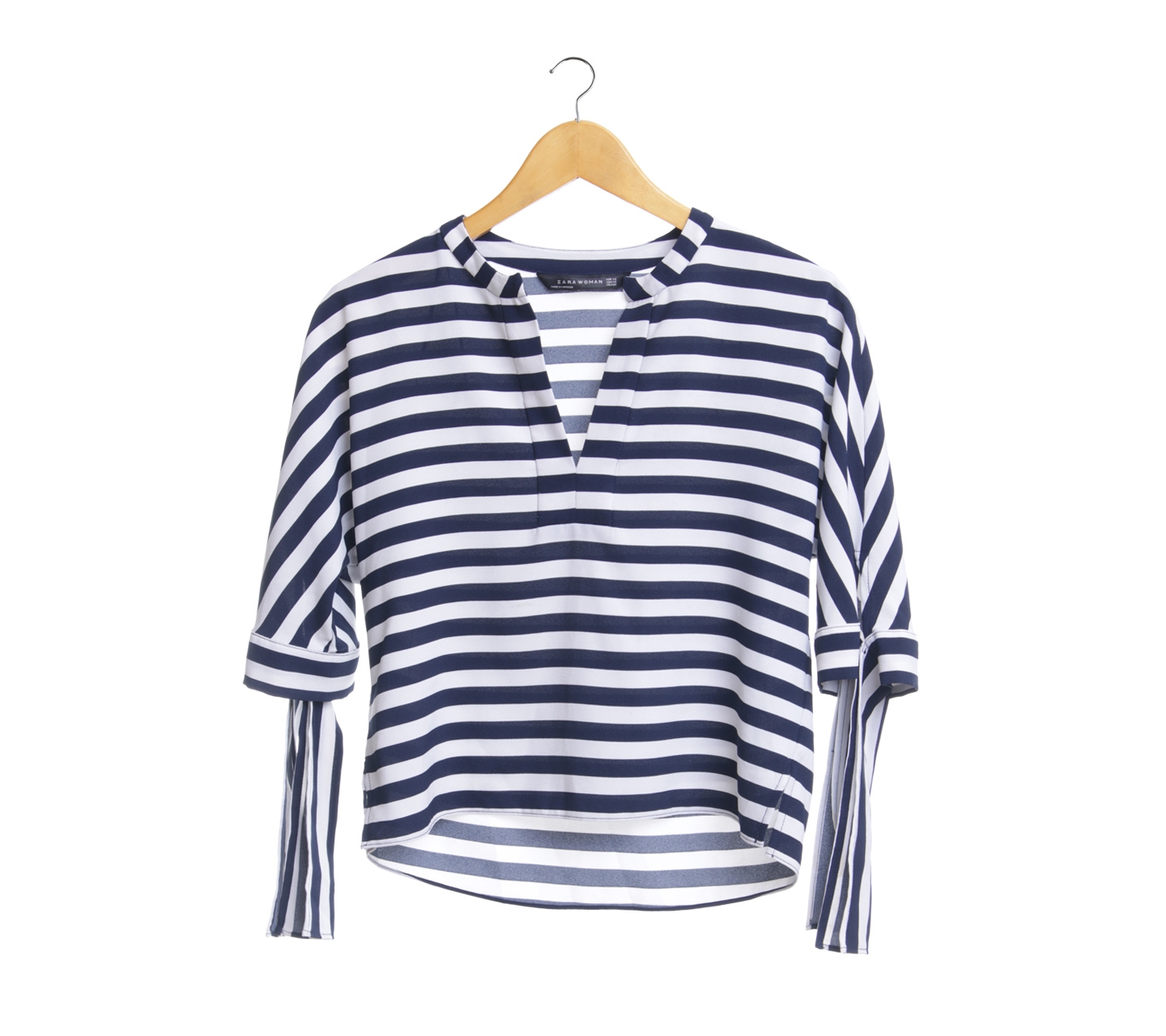 Zara Dark Blue And White Striped Blouse