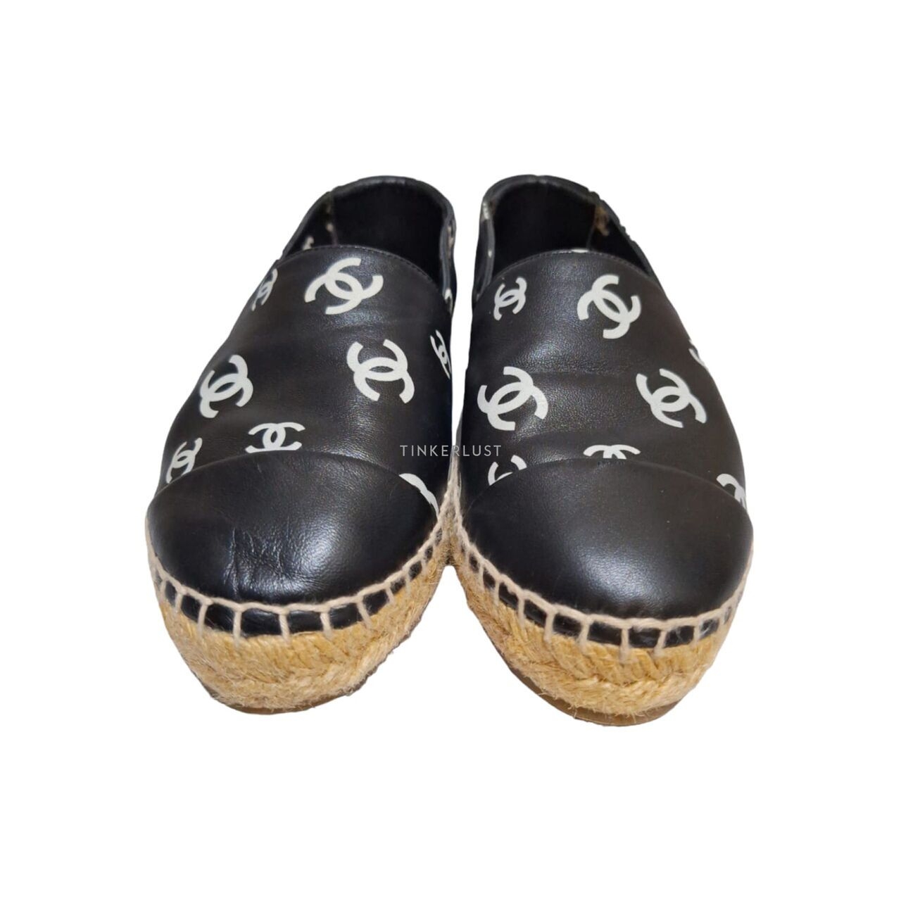 Chanel CC Espadrilles Black Slip On Flats