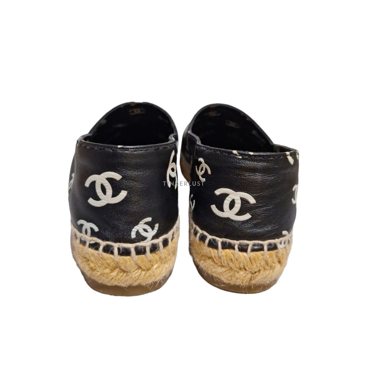 Chanel CC Espadrilles Black Slip On Flats