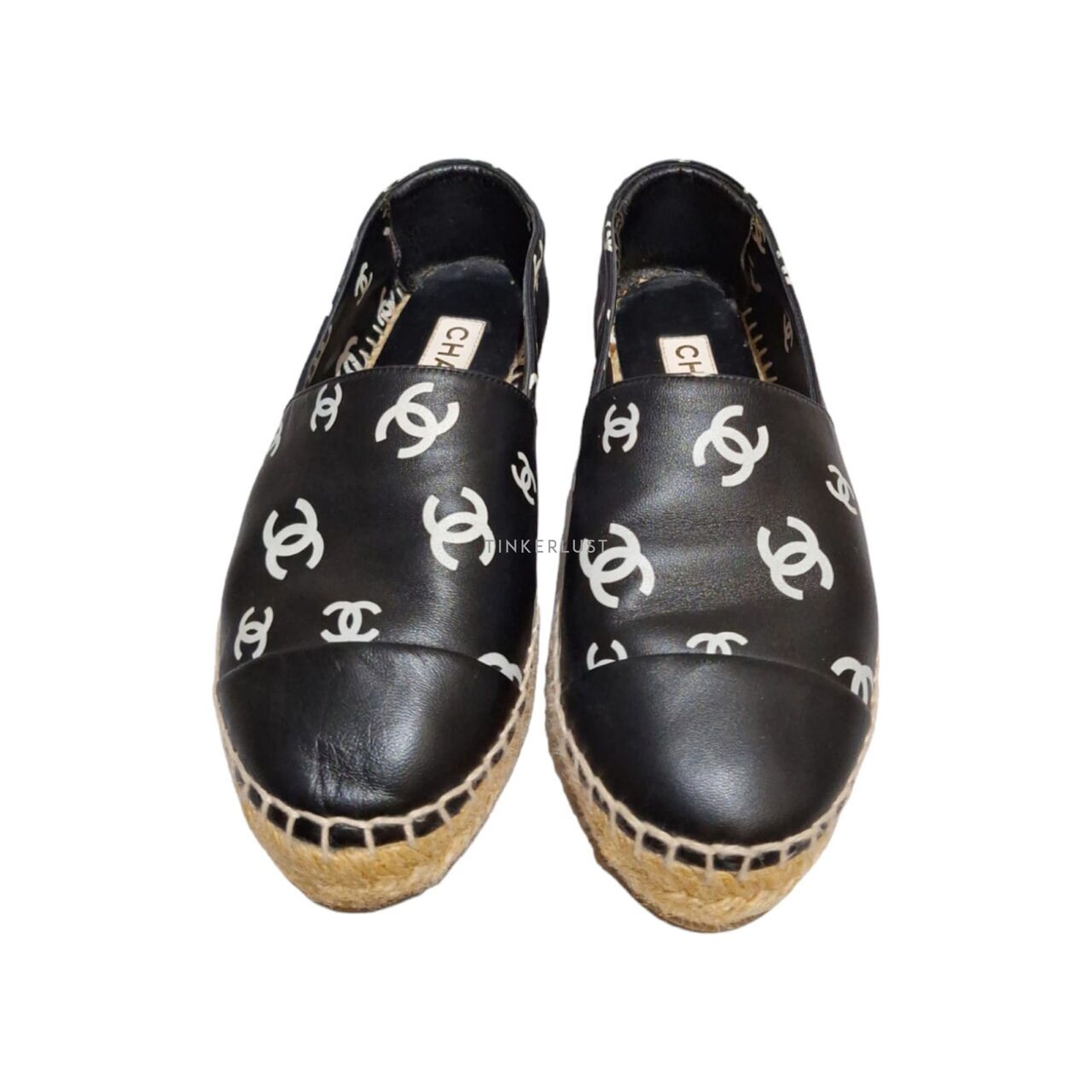 Chanel CC Espadrilles Black Slip On Flats