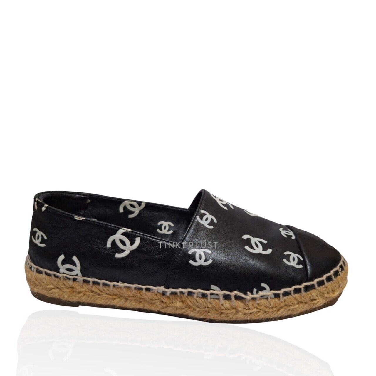 Chanel CC Espadrilles Black Slip On Flats