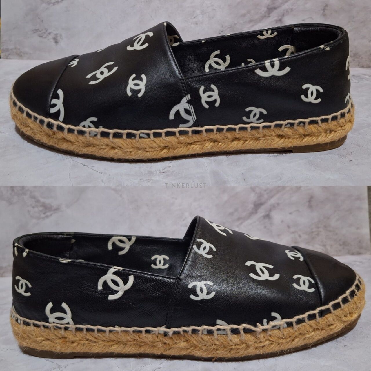 Chanel CC Espadrilles Black Slip On Flats