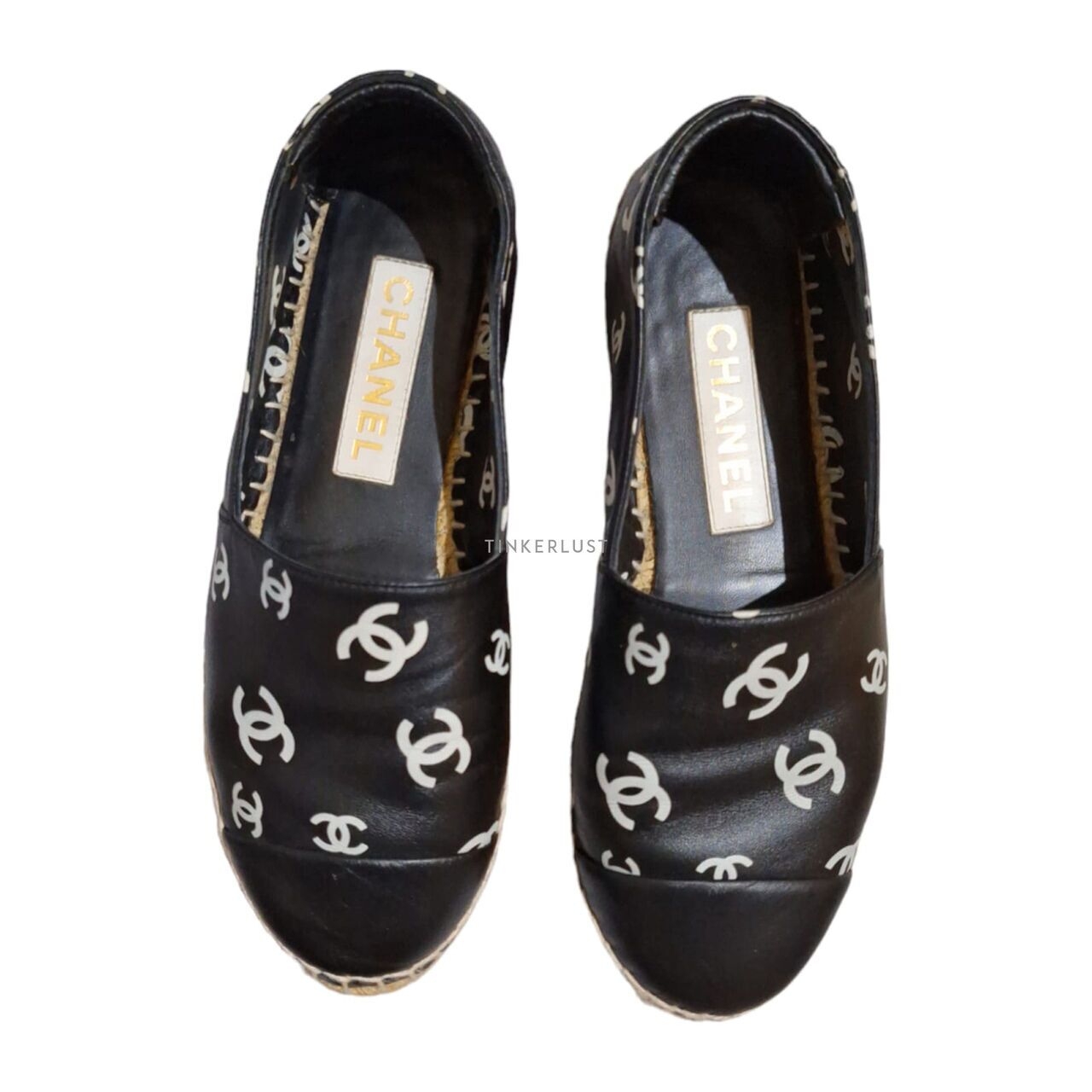 Chanel CC Espadrilles Black Slip On Flats