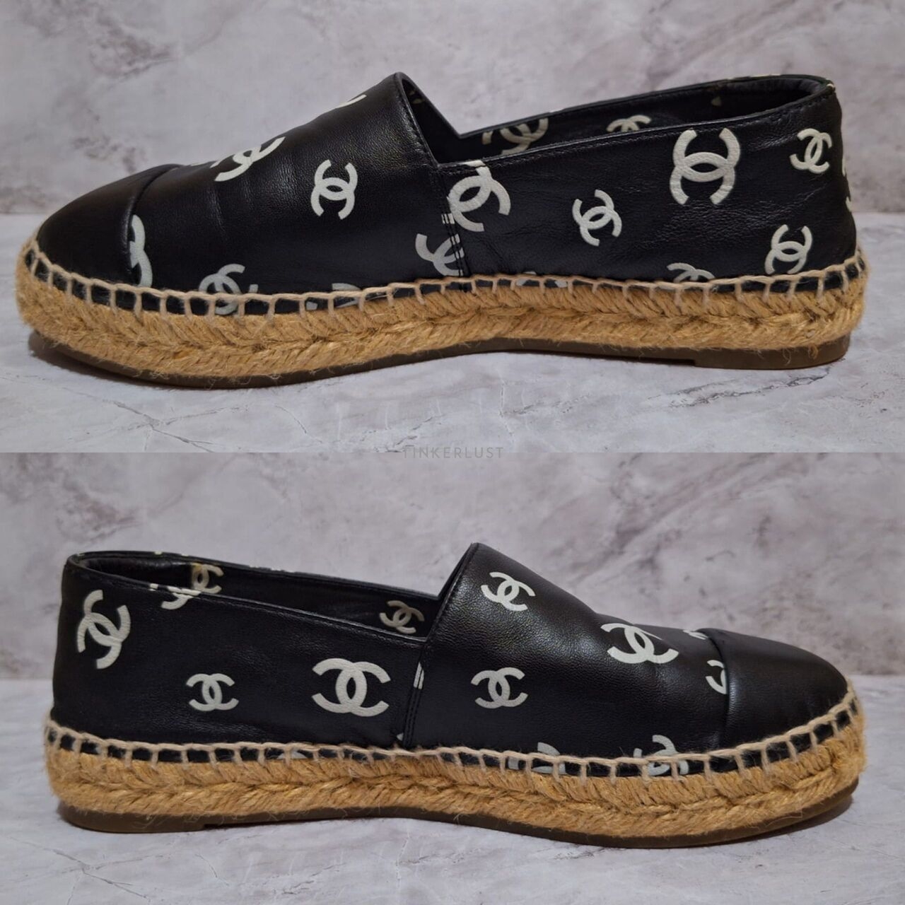 Chanel CC Espadrilles Black Slip On Flats