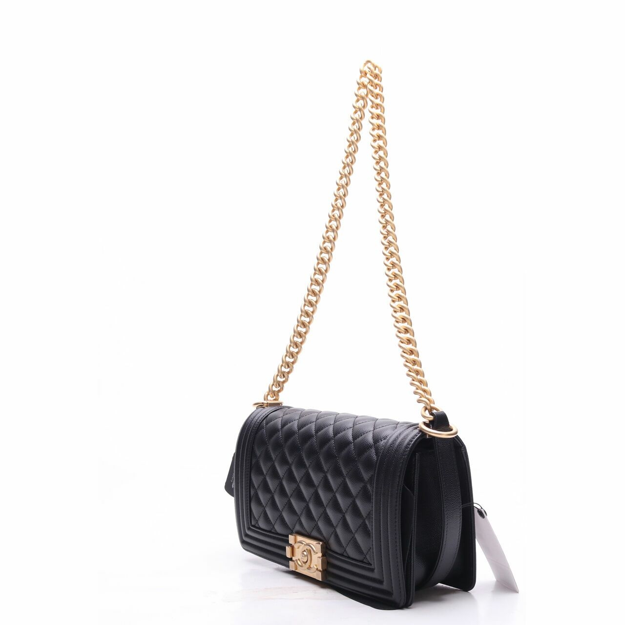 Chanel Boy Quilted Gold Hardware Black Shoulder Bag