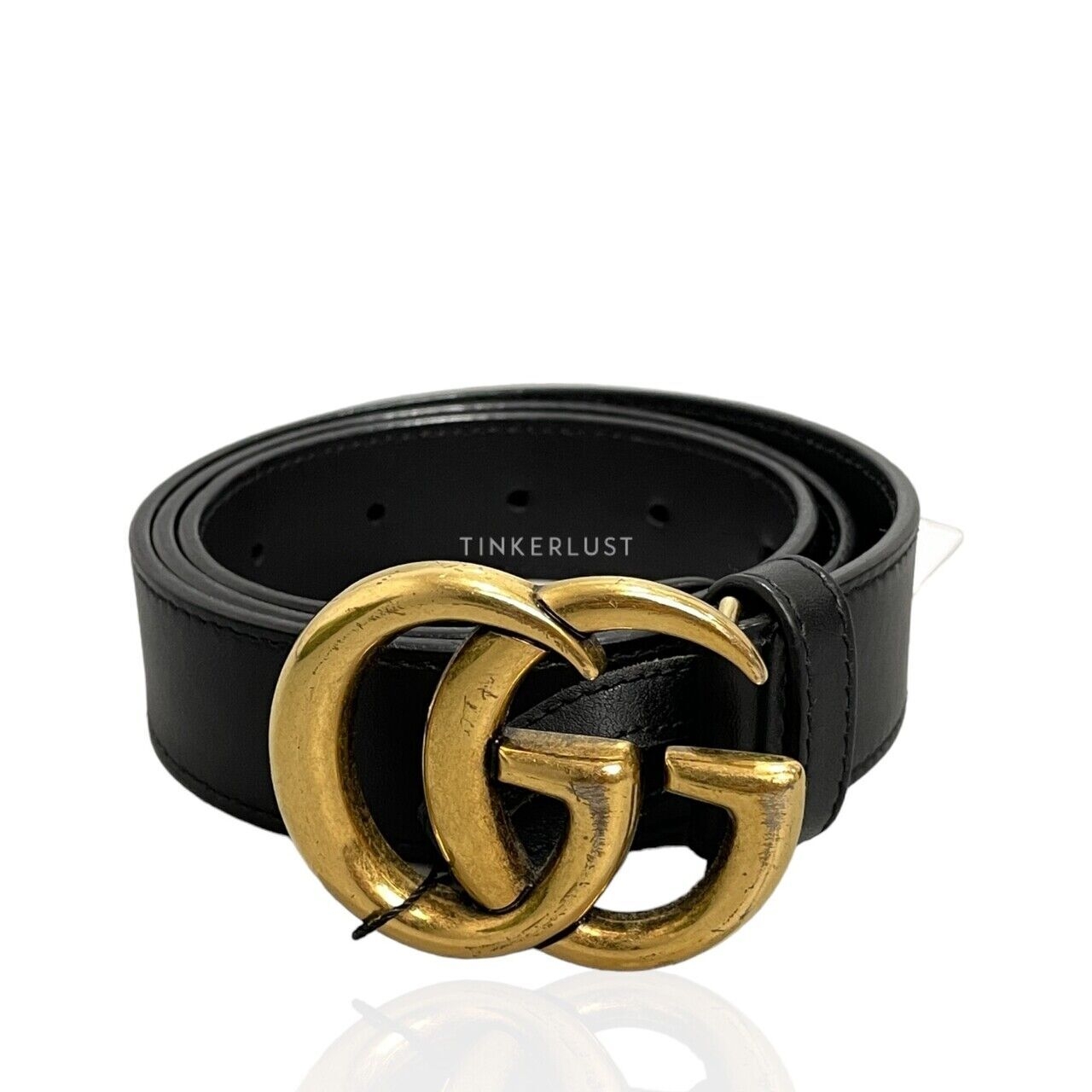 Gucci Smooth Leather Double G Slim Black Belt