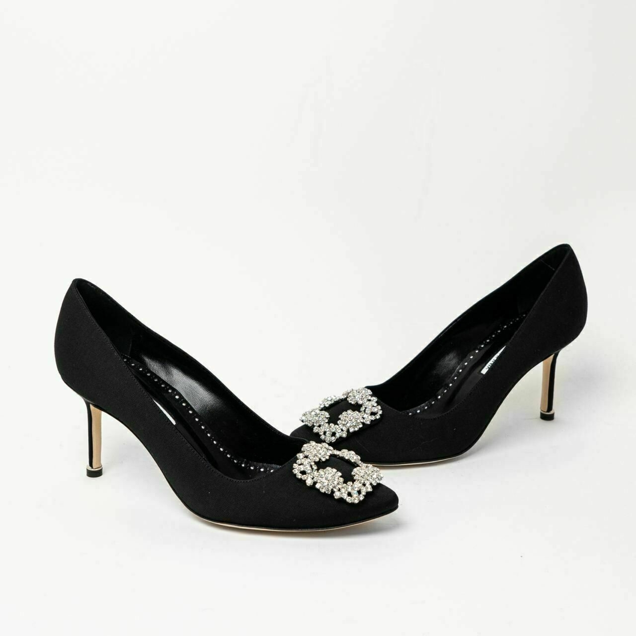 Hangisi 70 Grosgrain Pumps with CLC Crystal Buckle Black