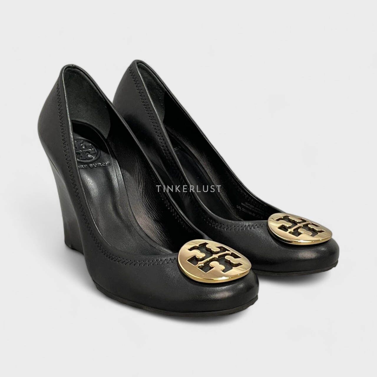 Tory Burch Sophie Leather Black Wedges