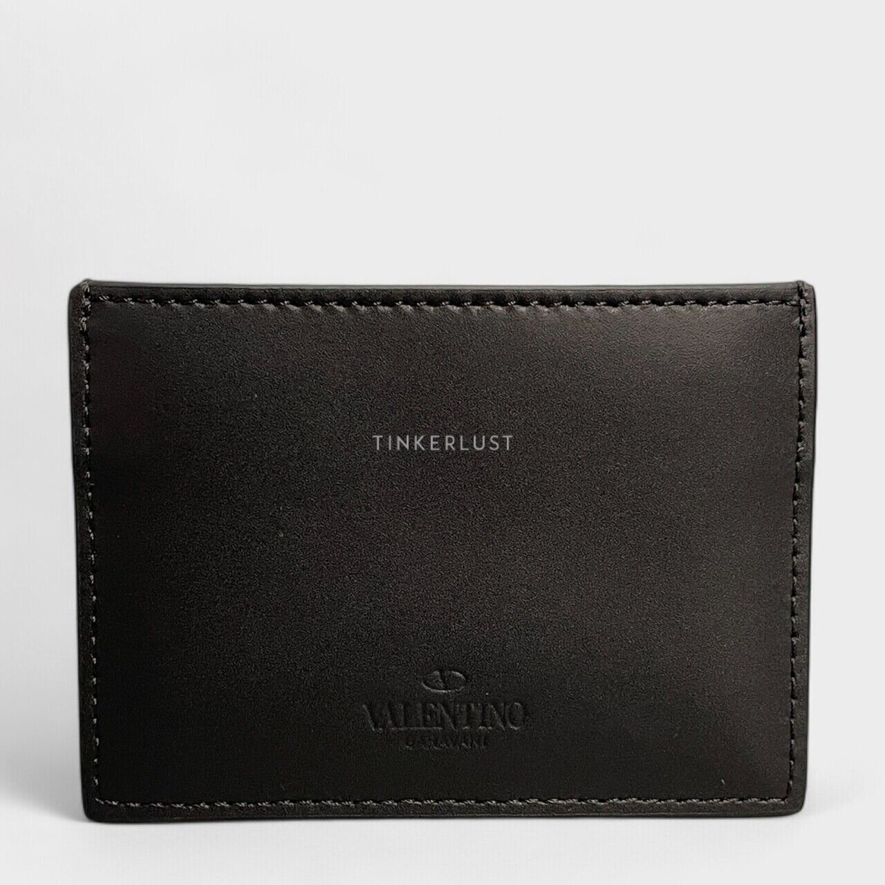 Valentino VLTN Logo Black Leather Card Case