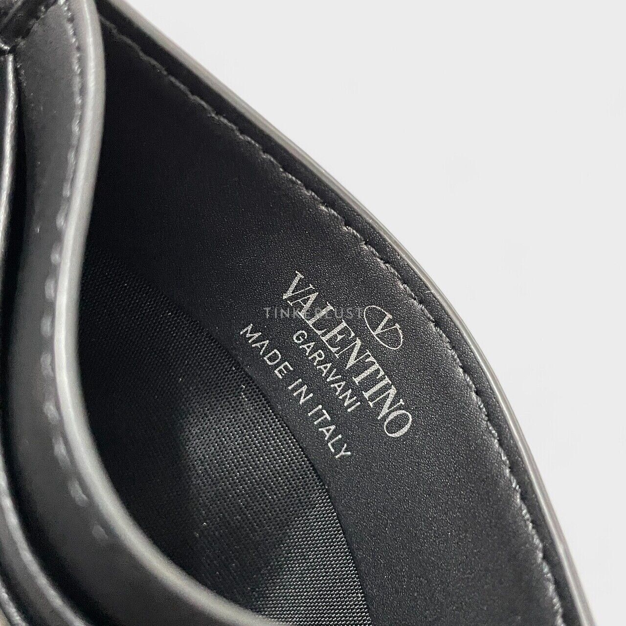 Valentino VLTN Logo Black Leather Card Case