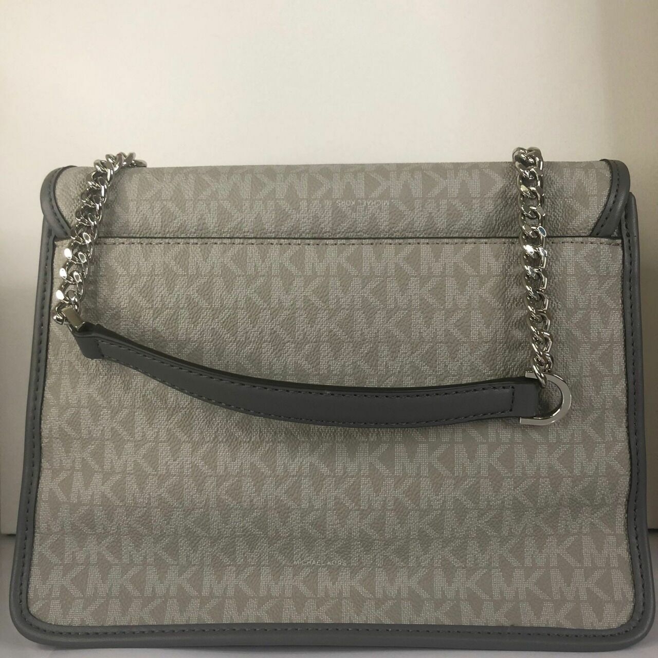 Michael Kors Regina Medium Flap Shoulder Bag Pearl Grey Multi