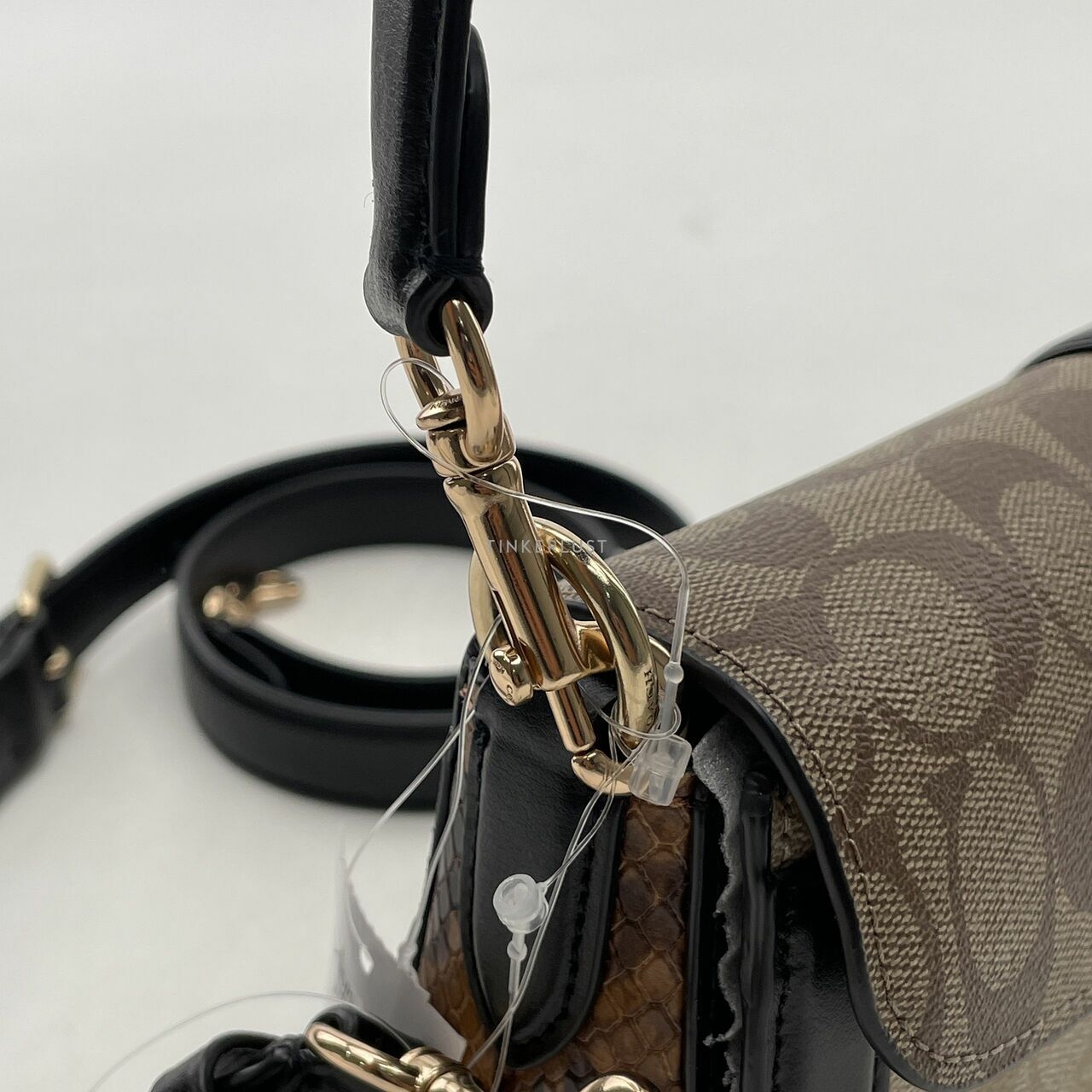 Coach 5509 Georgie Shoulder Bag in Blocked Signature Snakeskin Khaki/Black