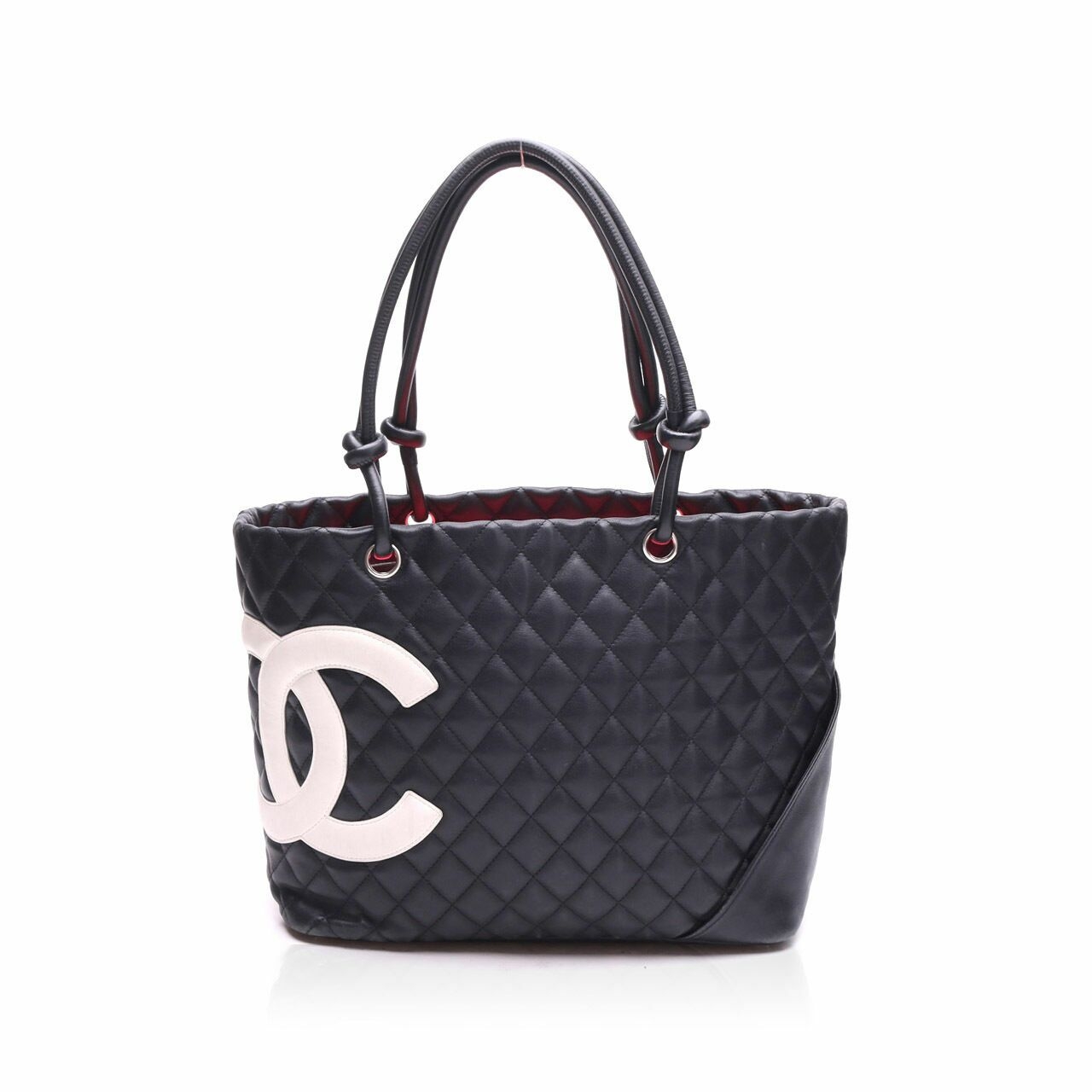 Chanel Cambon Black Whote Quilted Tote Bag