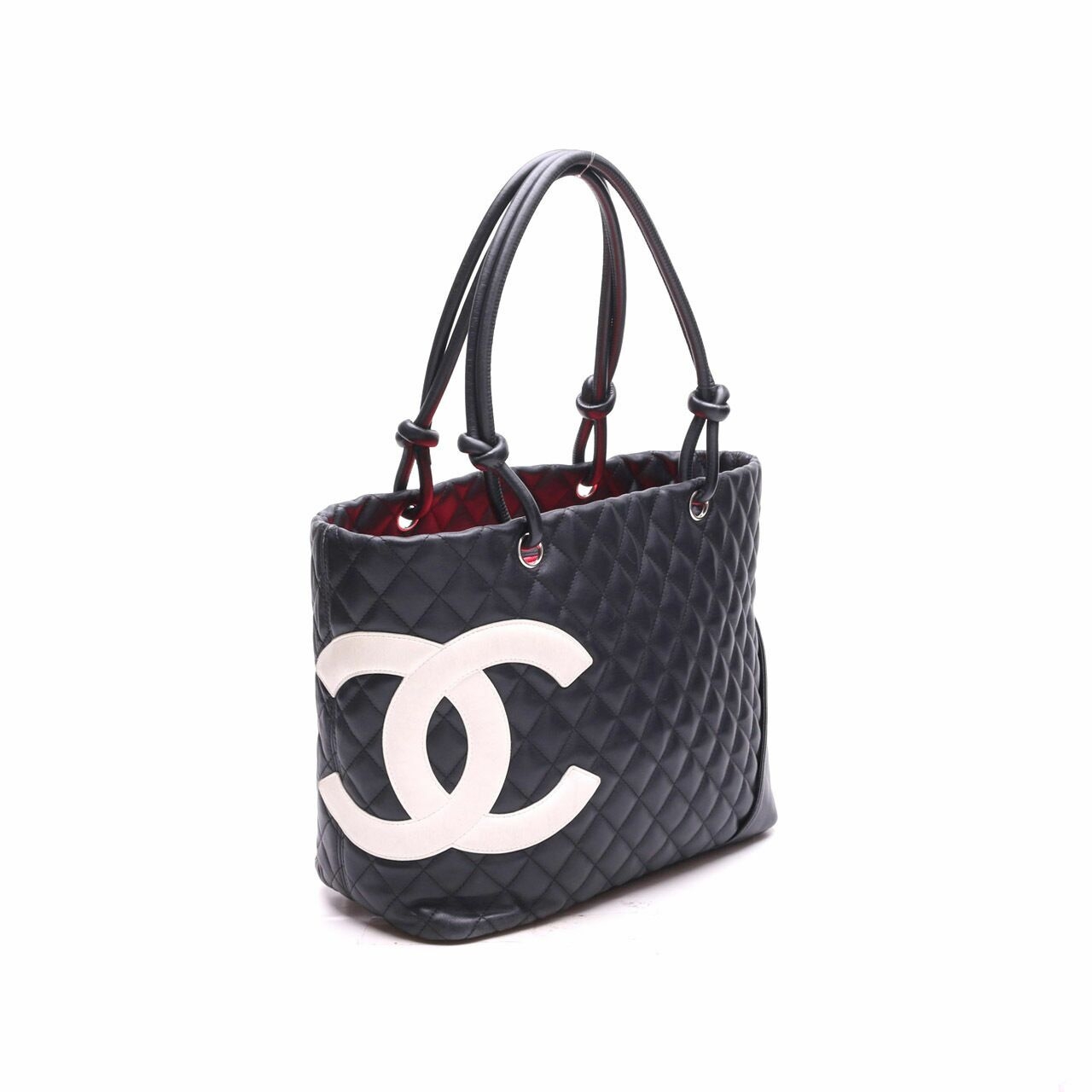 Chanel Cambon Black Whote Quilted Tote Bag