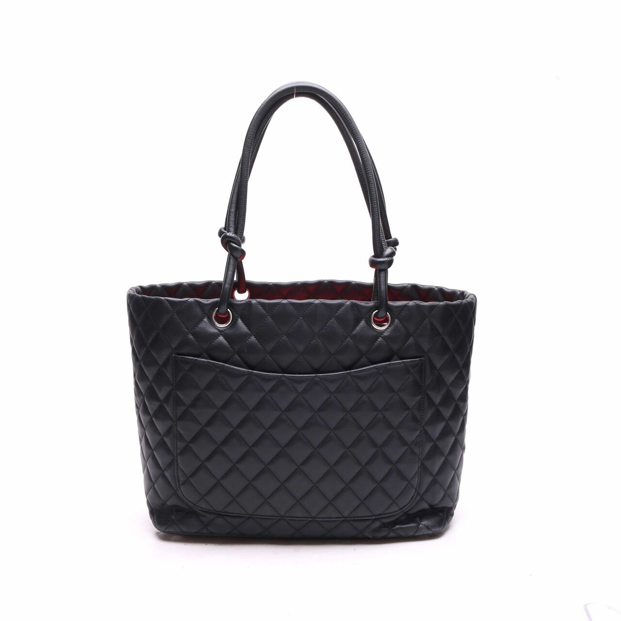 Chanel Cambon Black Whote Quilted Tote Bag