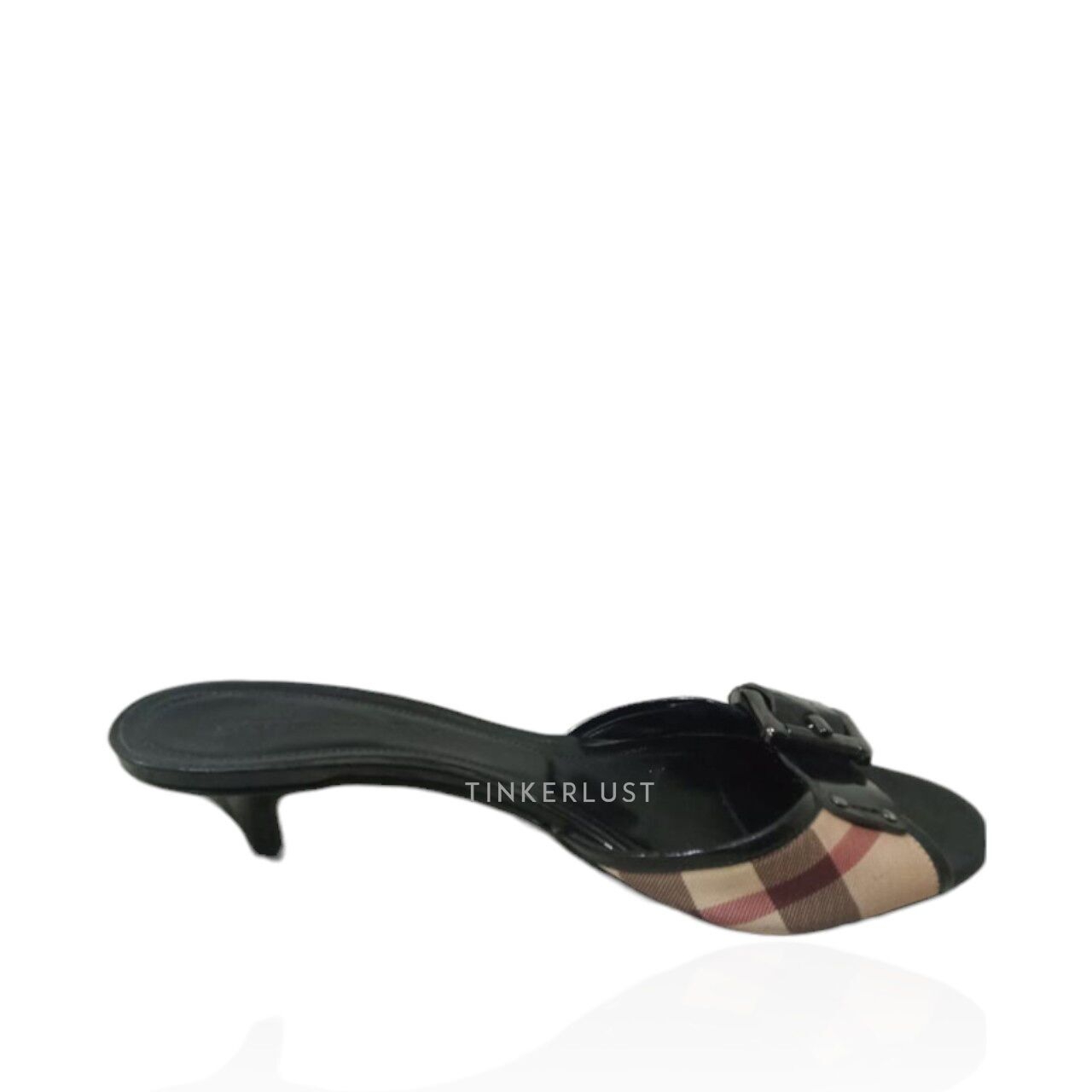 Burberry Novacheck Black Canvas Patent Leather Embellished Heels