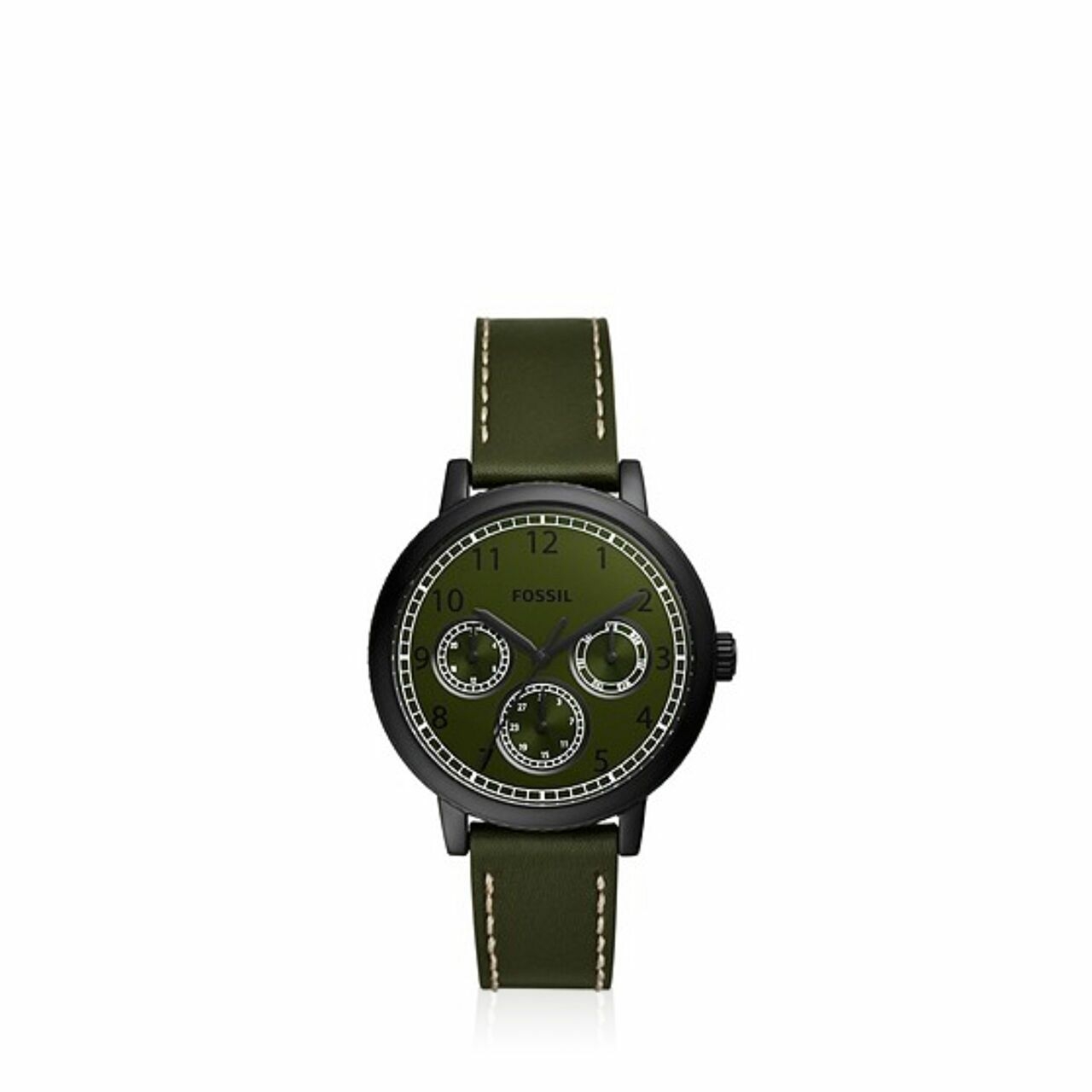 Fossil Bq2634 Airlift Multifunction Leather Watch Black Green