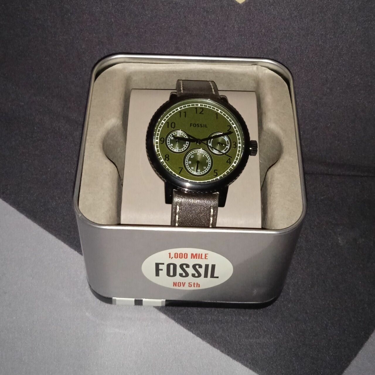 Fossil Bq2634 Airlift Multifunction Leather Watch Black Green