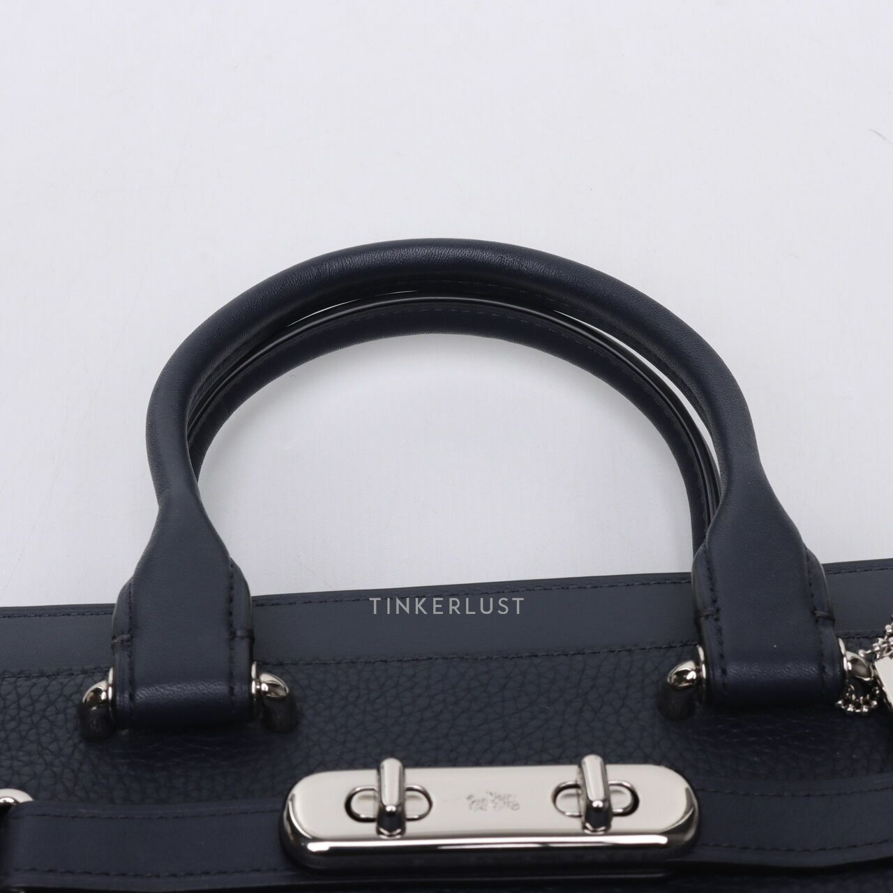 Coach F87295 Swagger 27 Pebble Leather Carryall Navy Satchel